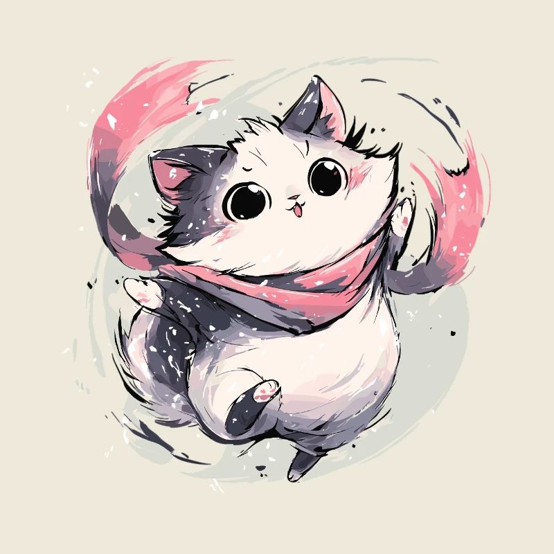 Cuddly kitten with pink scarf