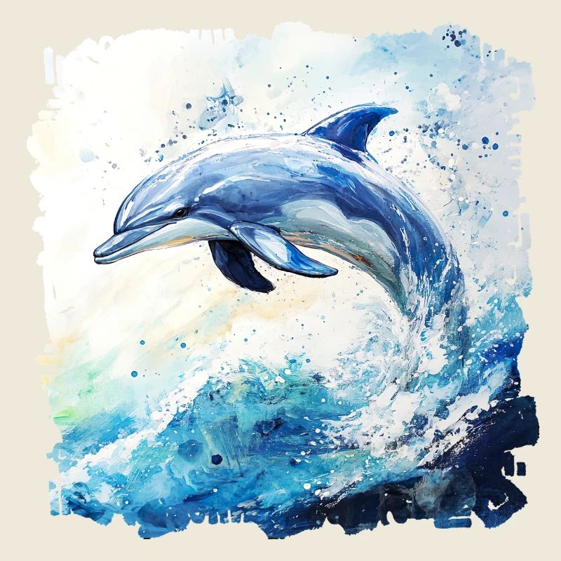 Watercolor Dolphin Leap