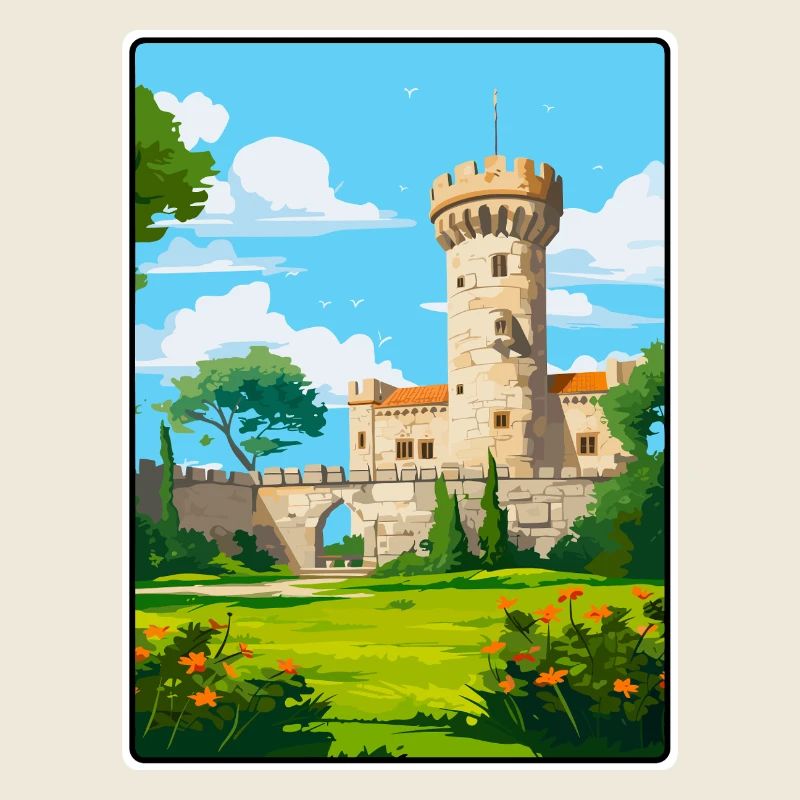 Chaves Portugal Castle Tower Under Blue Sky Poster