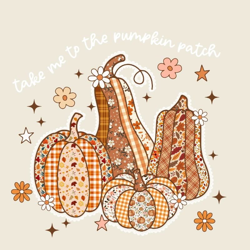 Patchwork Pumpkins Autumn Motif