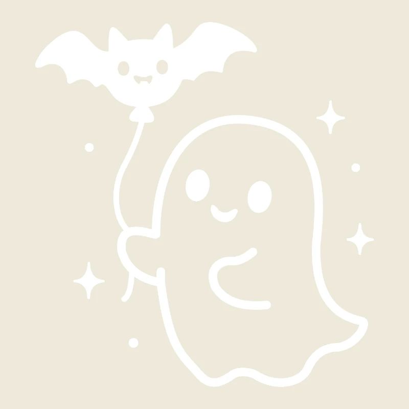 Ghost with Bat – Halloween Motif