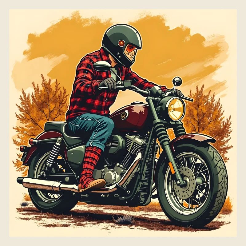 Plaid Socks + Biker Illustration