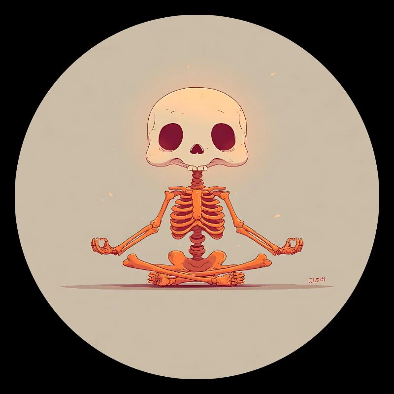 Skeleton Meditation Pose in Orange