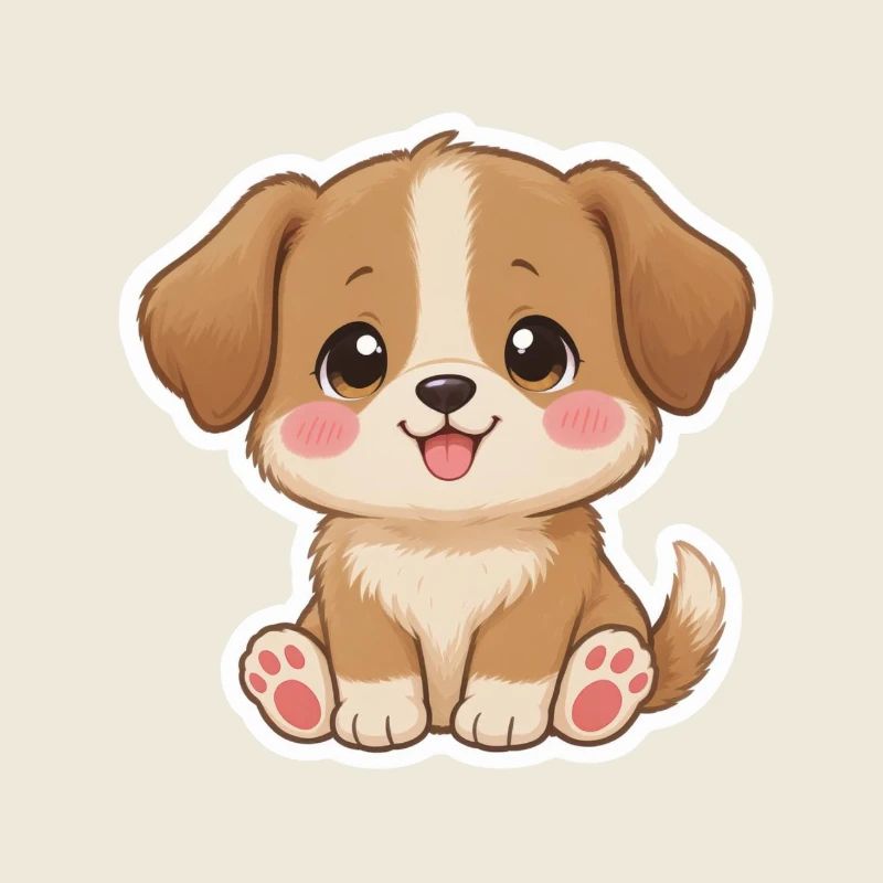 Adorable chiot autocollant