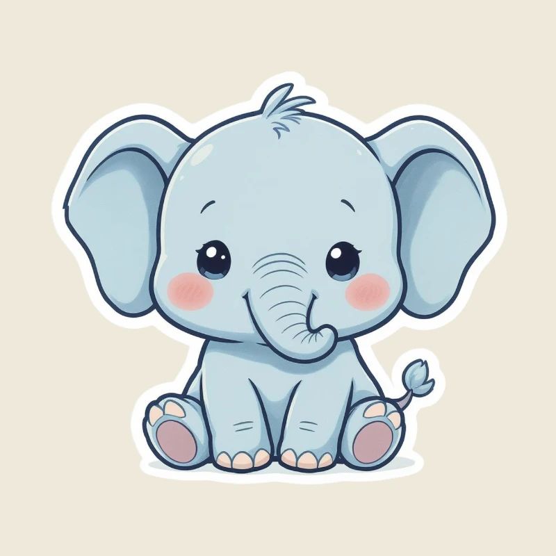 Autocollant éléphant bébé bleu