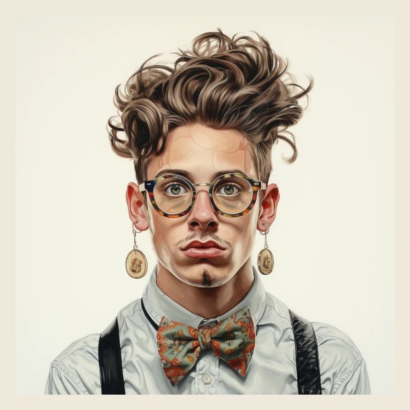 Vintage Nerd Portrait with Bowtie Glasses