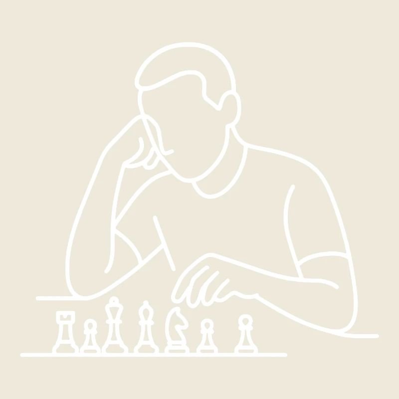 Chess Player Sketch – Minimalist Thinking Motif