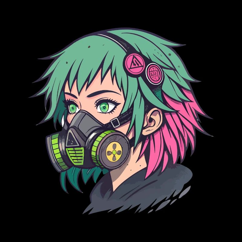 Neon Gasmask Punk Portrait
