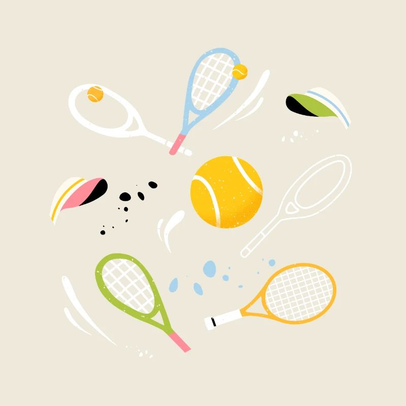 Équipement de tennis moderne et balles - Gazon vert