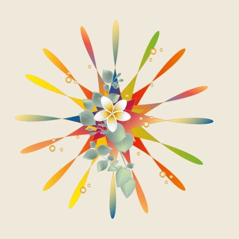 Étoile arc-en-ciel radieuse avec fleur exotique
