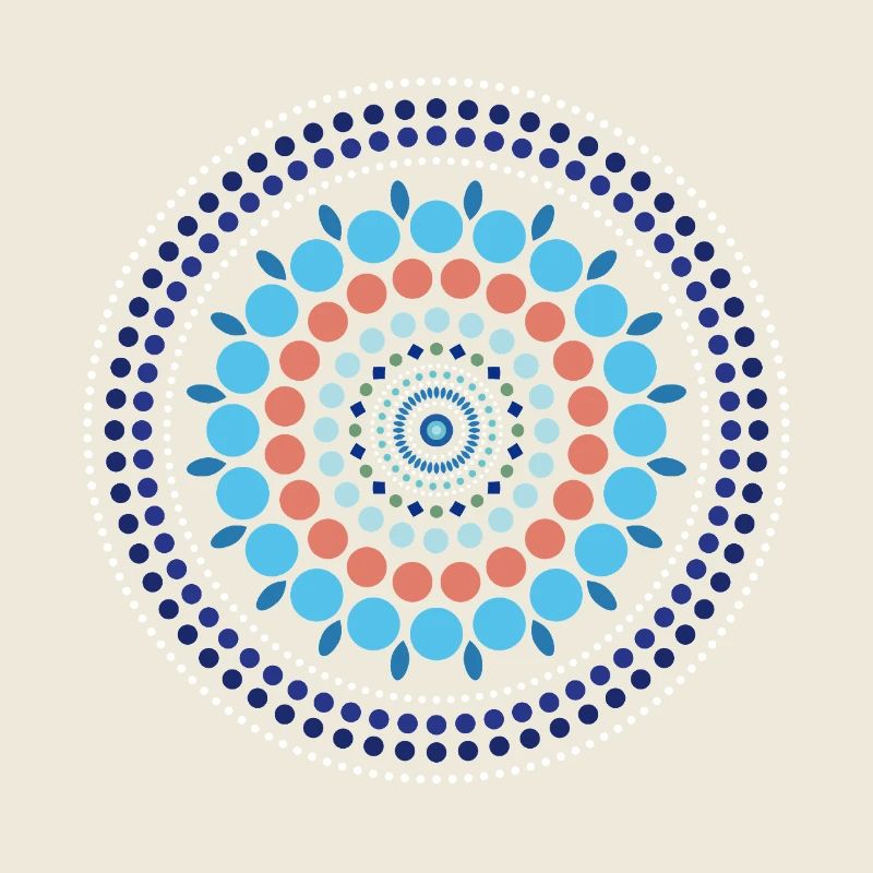 Mandala à points dégradés bleus