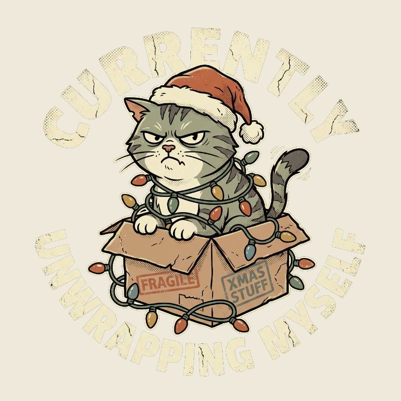 Ich packe mich gerade aus, lustige Katzenweihnachten.