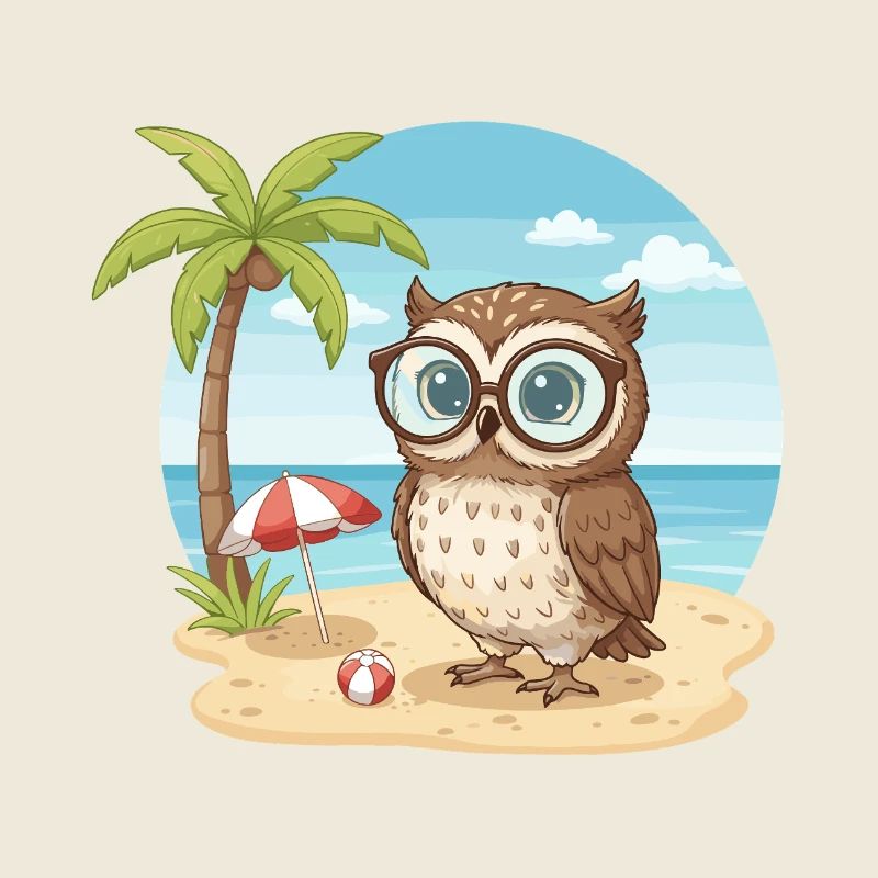 Süße Eule mit Brille Strandsommerferien