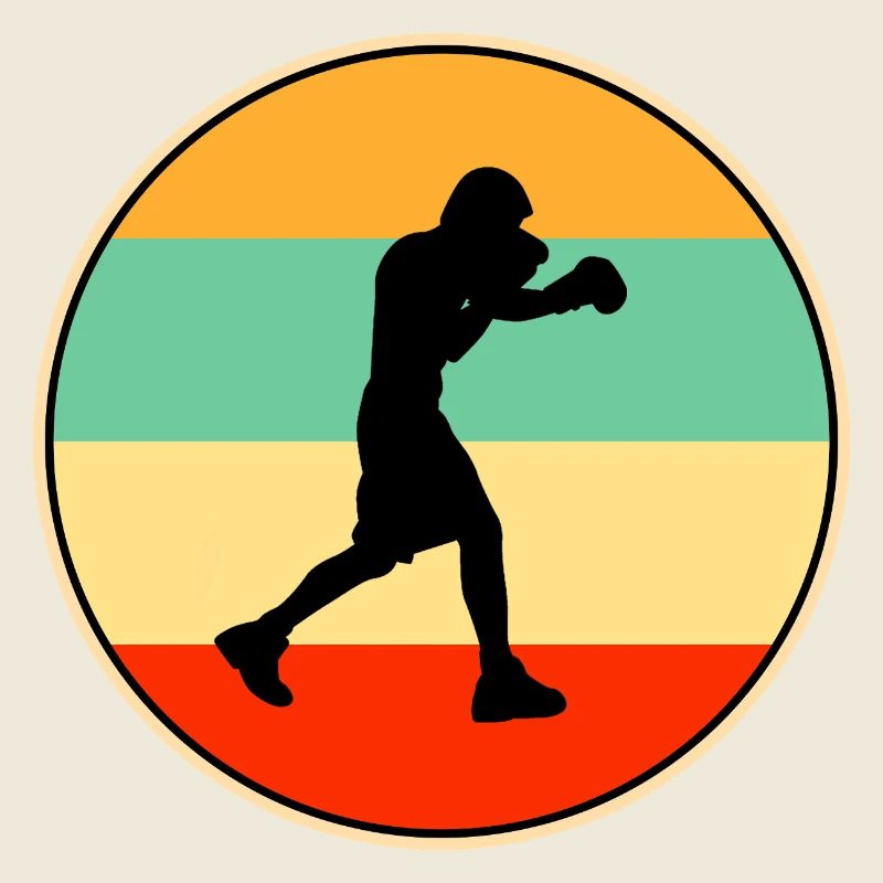 Retro Boxing Silhouette Combat Sport Athlete