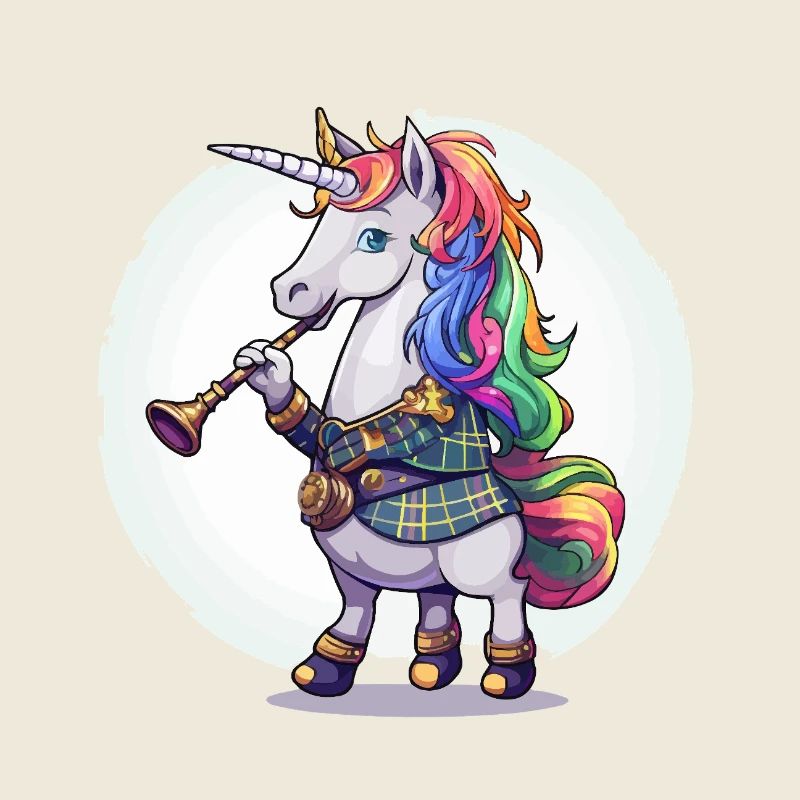 Buntes Einhorn mit Trompete