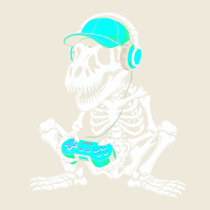 Skeleton DJ with controller and headset