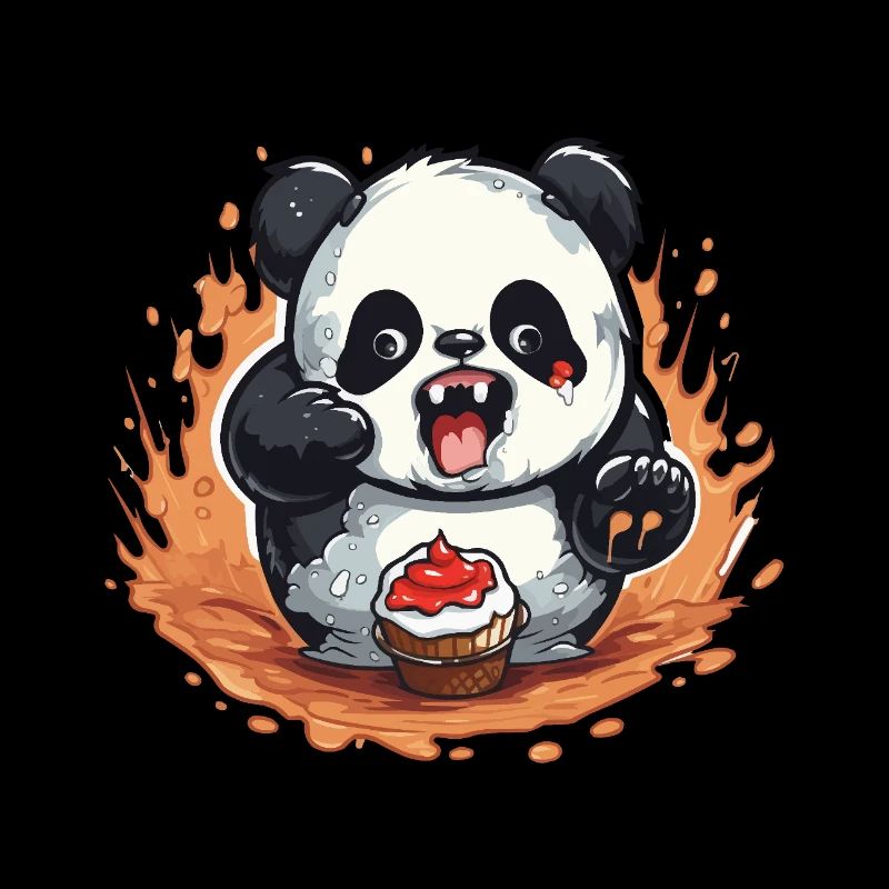 Panda Feuer Cupcake Cartoon