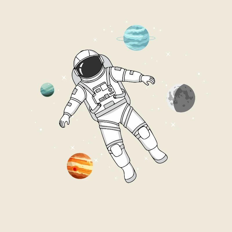Un astronaute flotte dans l’espace avec des planètes