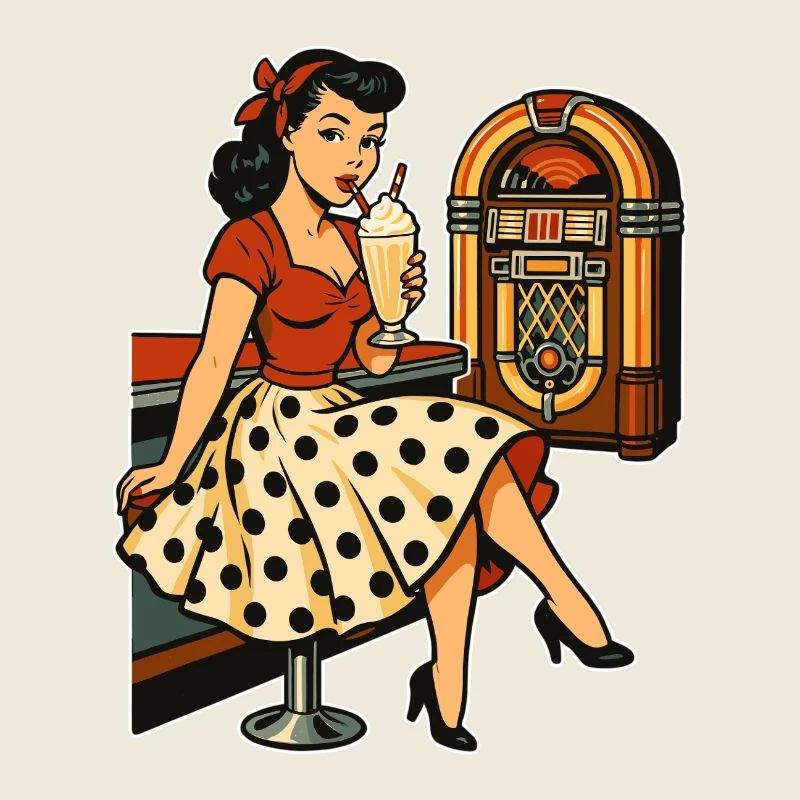 50s Rockabella: Pin-Up in the Diner with Milkshake