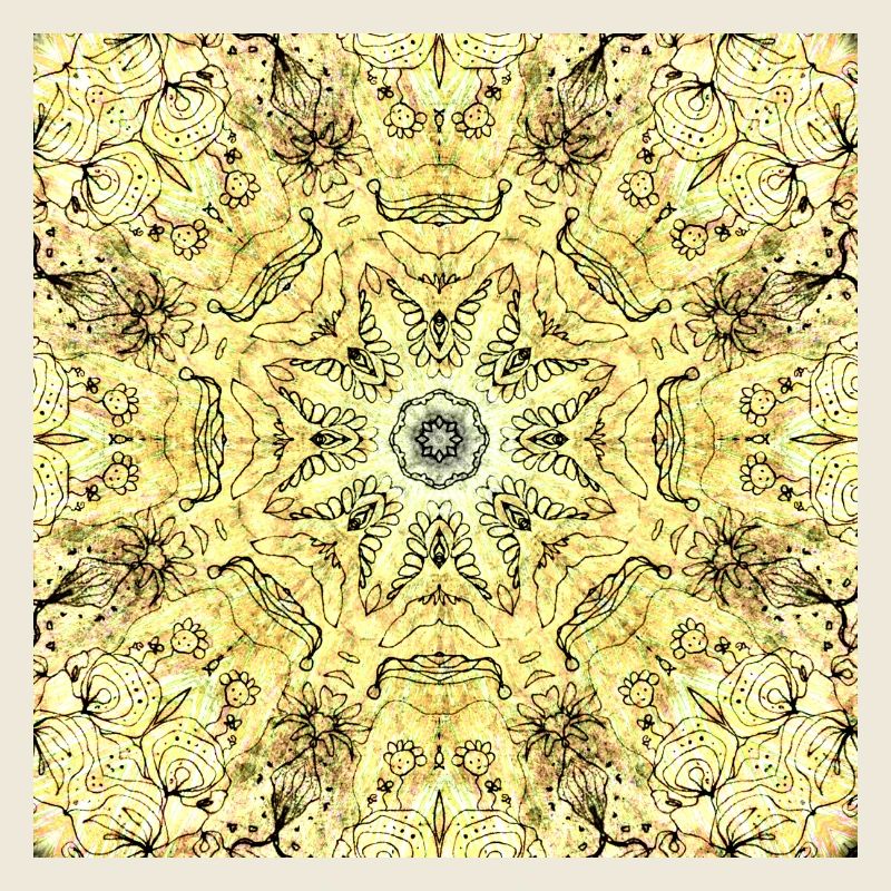 Mandala jaune-vert kaléidoscopique