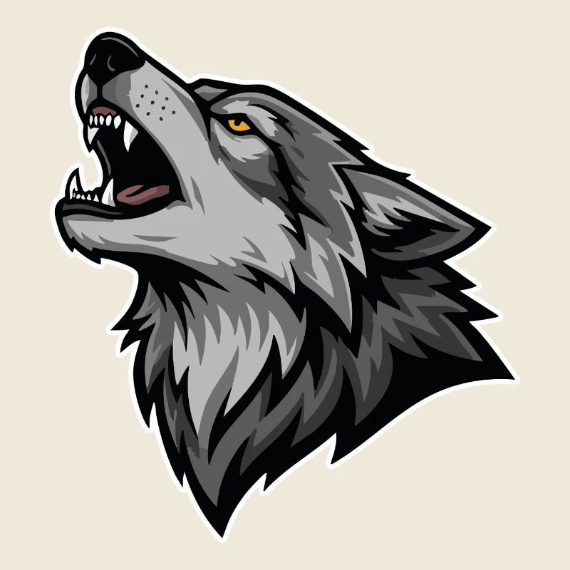 Grauer Wolf heult Wildmond-Wolf-Logo