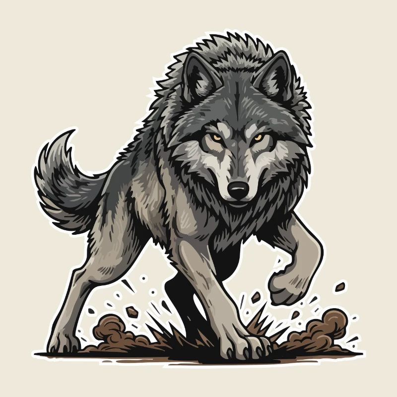 Wild Gray Wolf Walking Maskottchen Wolf Alpha