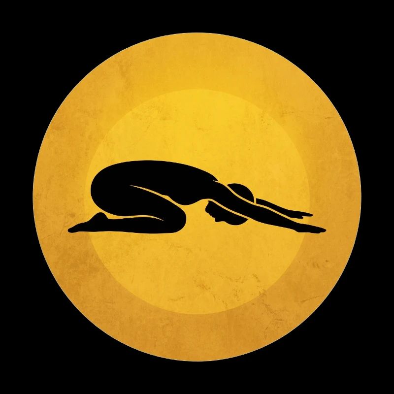 Silhouette de la posture de yoga Warrior II Sun Design