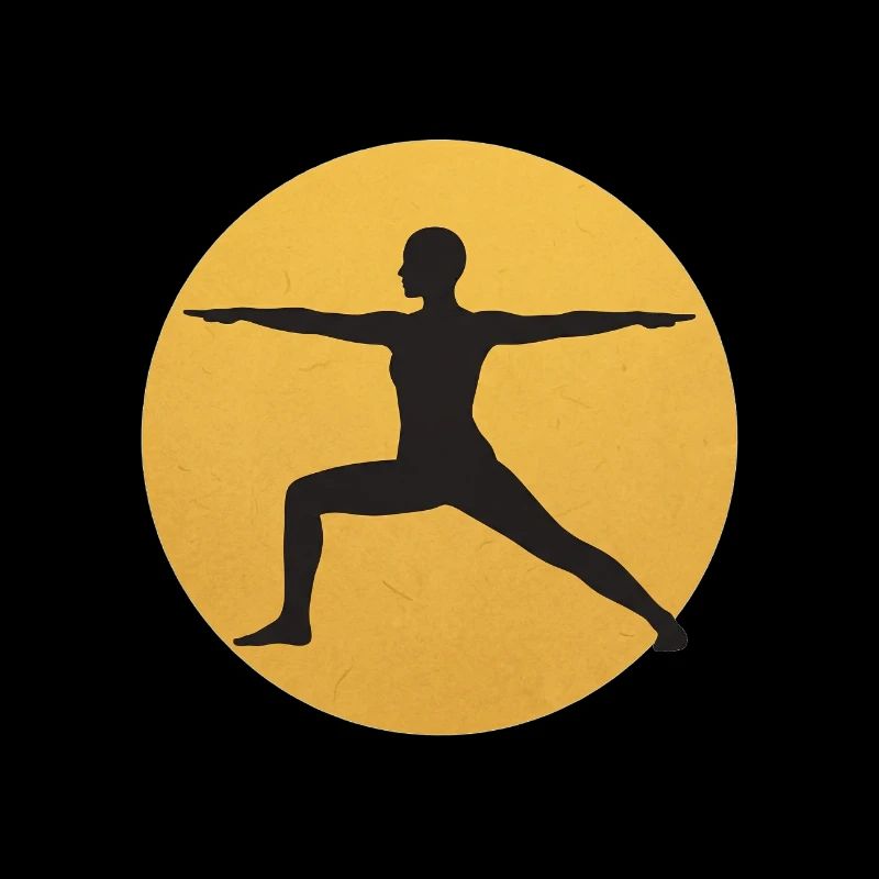 Silhouette de la posture de yoga Warrior II Sun Design