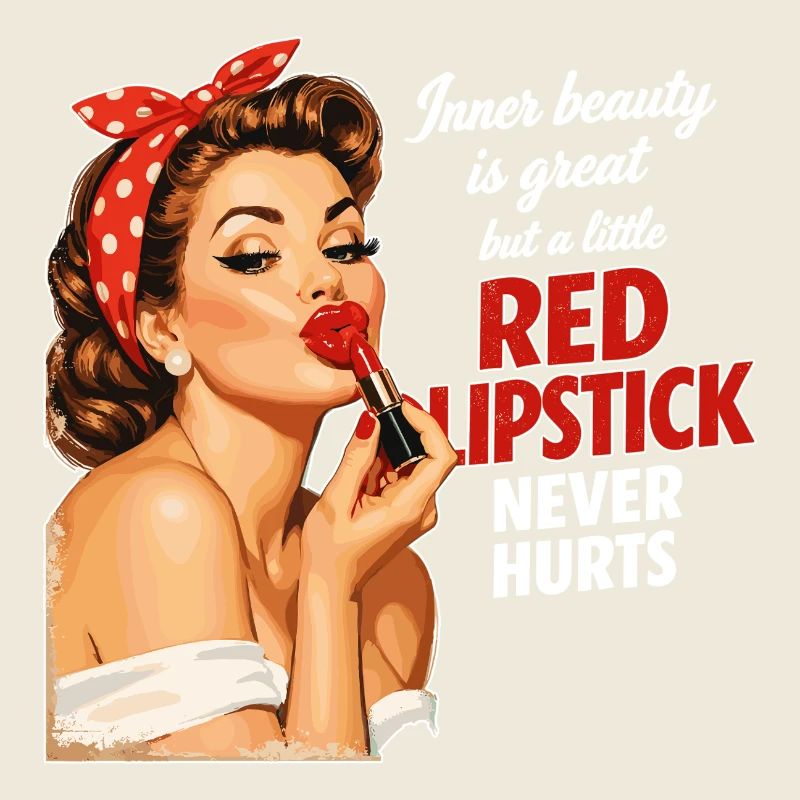 Pin-Up Girl Retro Design: Roter Lippenstift