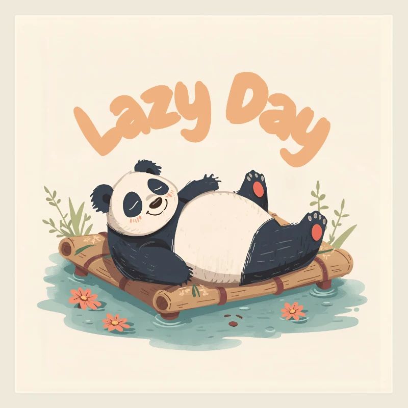 Panda ensieste sur radeau