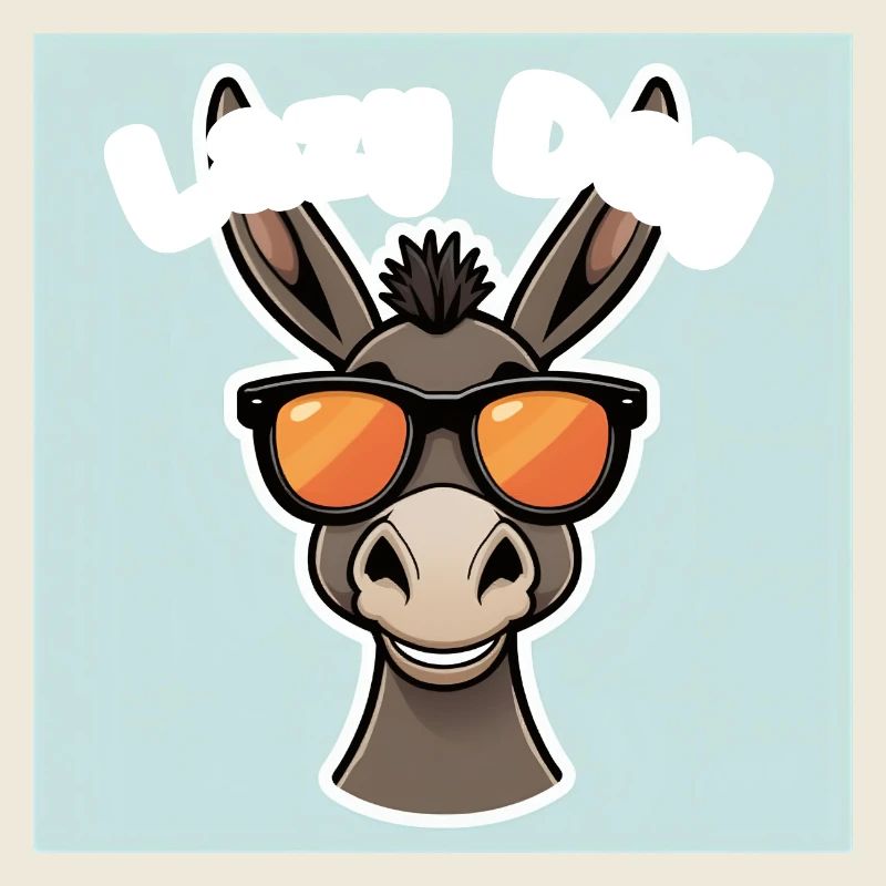 Esel mit orangefarbener Sommerbrille