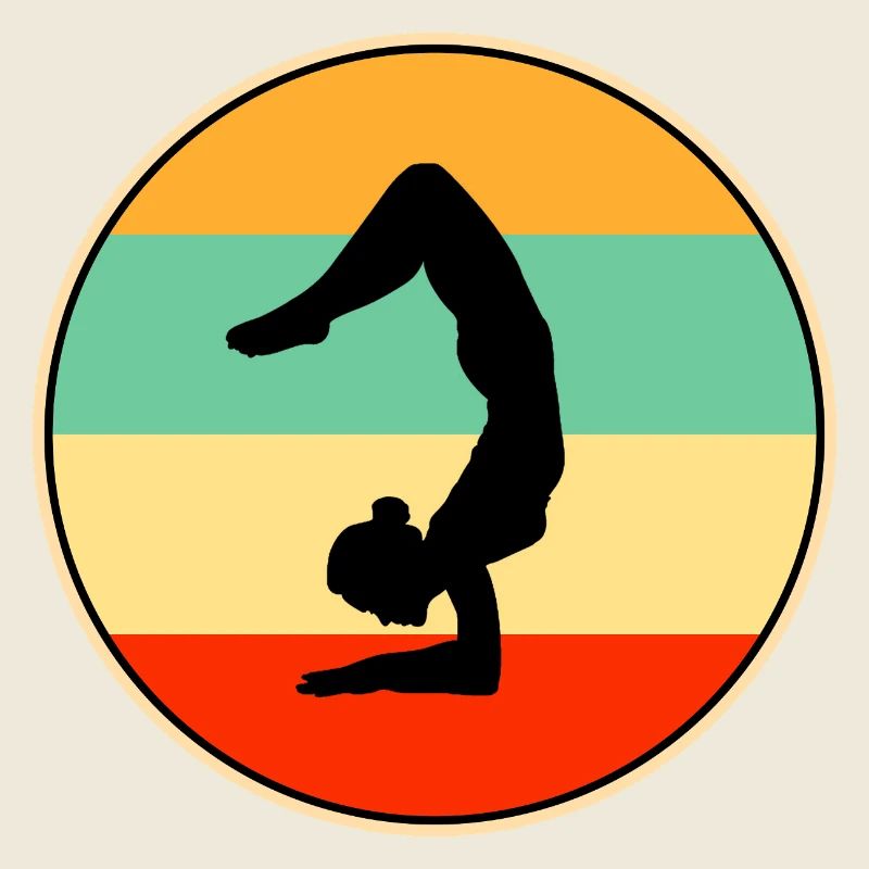 Graphisme de silhouette rétro de gymnaste au coucher de soleil
