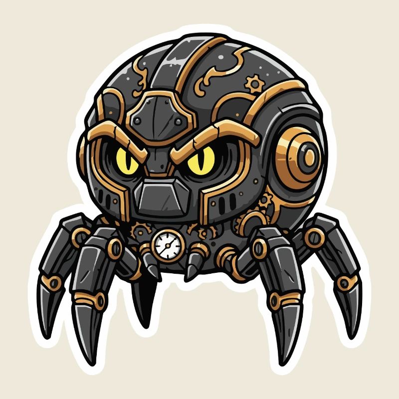 Araignée Horlogère Steampunk Noire Sentinelle