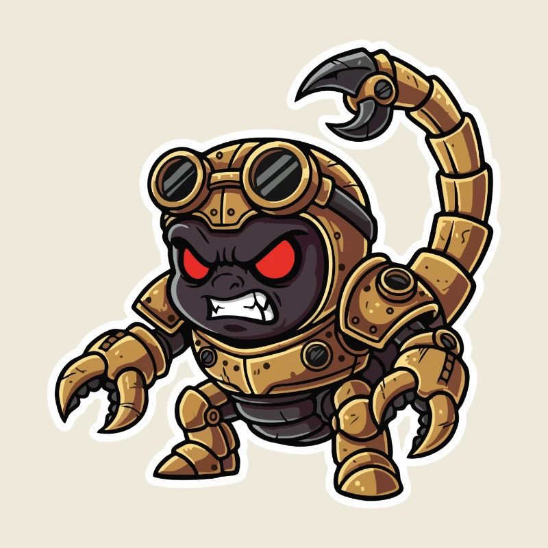 Scorpion Bionique Steampunk Guerrier Laiton Rivets