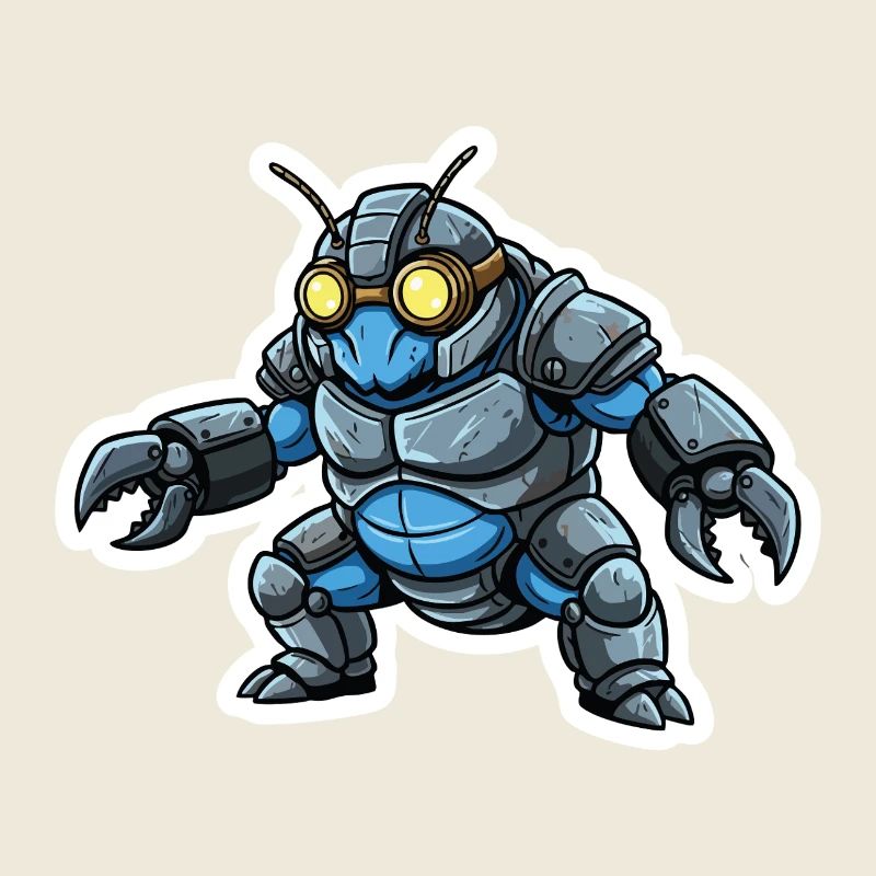 Guerrier_Bionique_Steampunk_Armure_Acier_Bleu