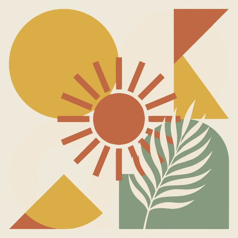 Boho-abstrakter geometrischer botanischer Sonnenstrahl
