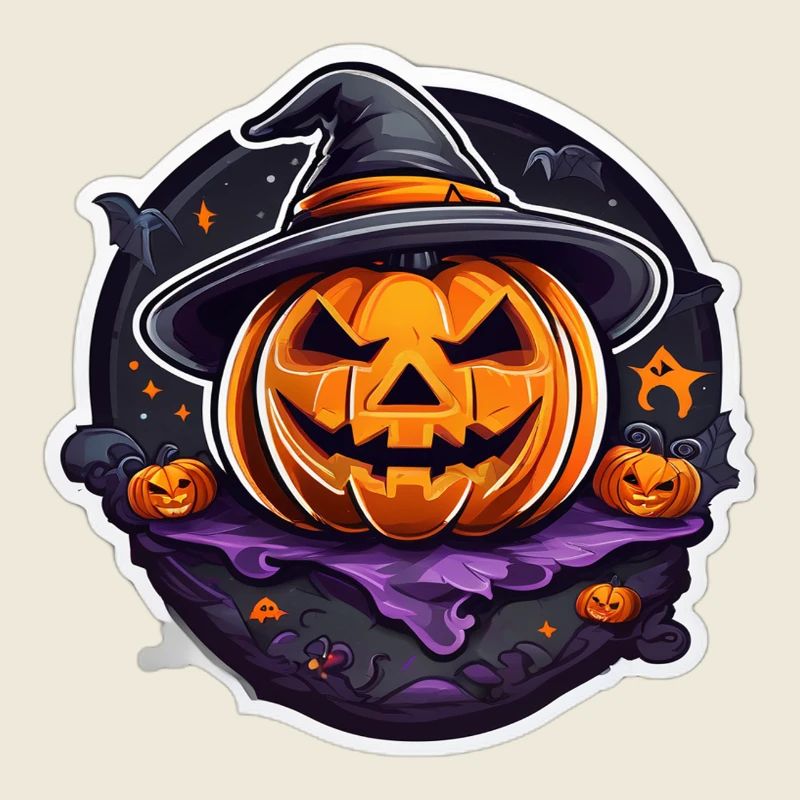 Pumpkin Witch Halloween Cartoon