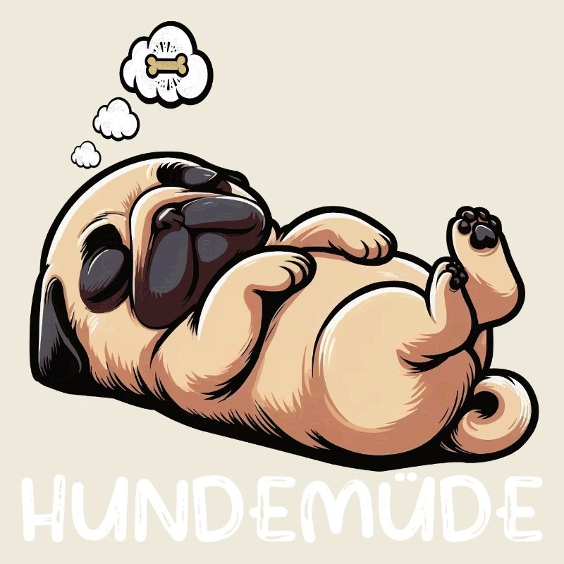 Hundemüde Mops Möpse Mopsbesitzer Mopsliebhaber 