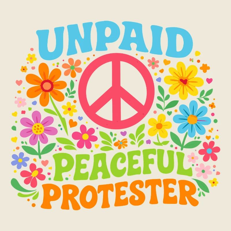 Unbezahlter friedlicher Protest Retro Blumen