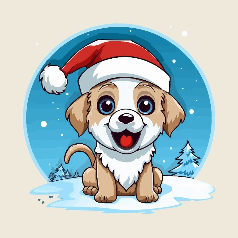 Winter dog with santa hat