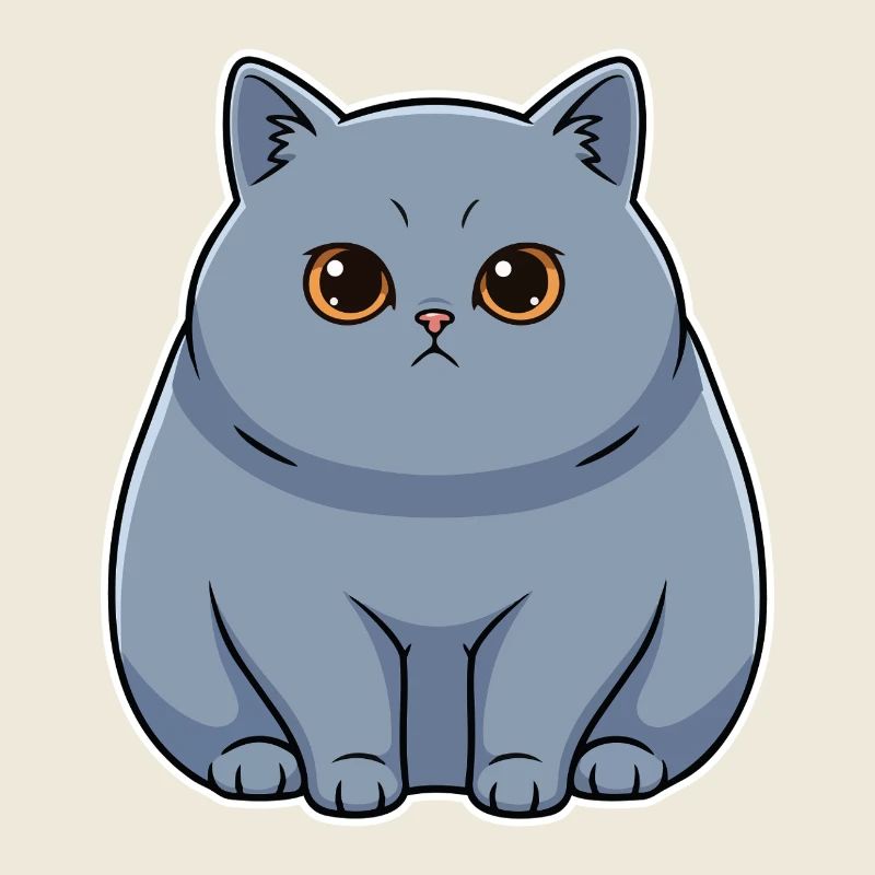 Chat British Shorthair Bleu Portrait Rond Mignon