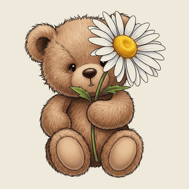 T-shirt Ours Mignon avec Fleur - Design Douceur 