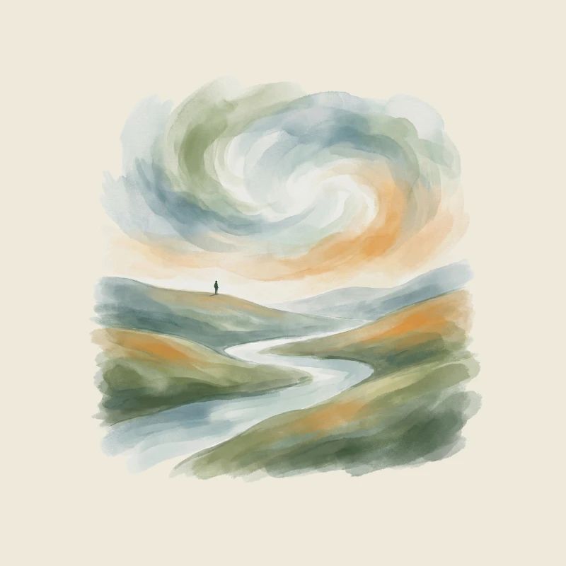 Wasserfarbene Abendlandschaft