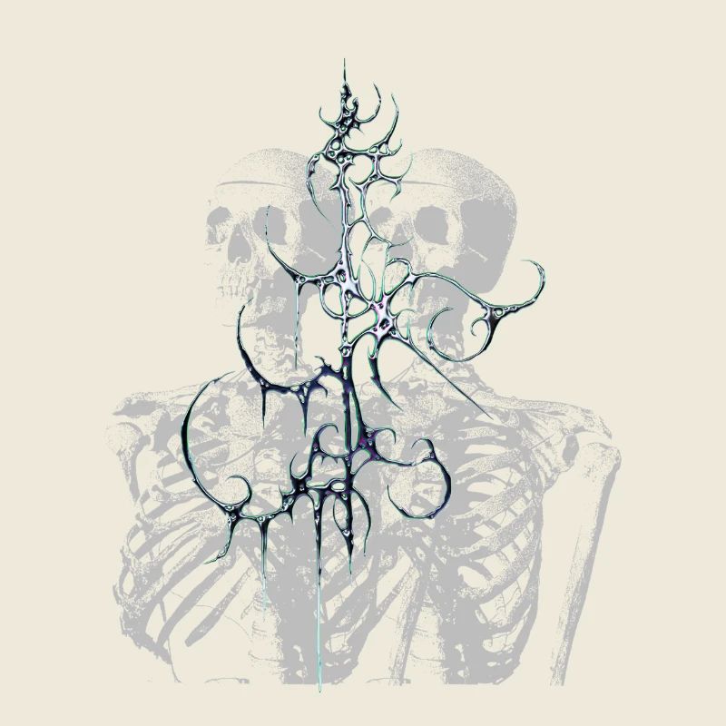 Glitch Skeleton Melt Dark Aesthetic Design
