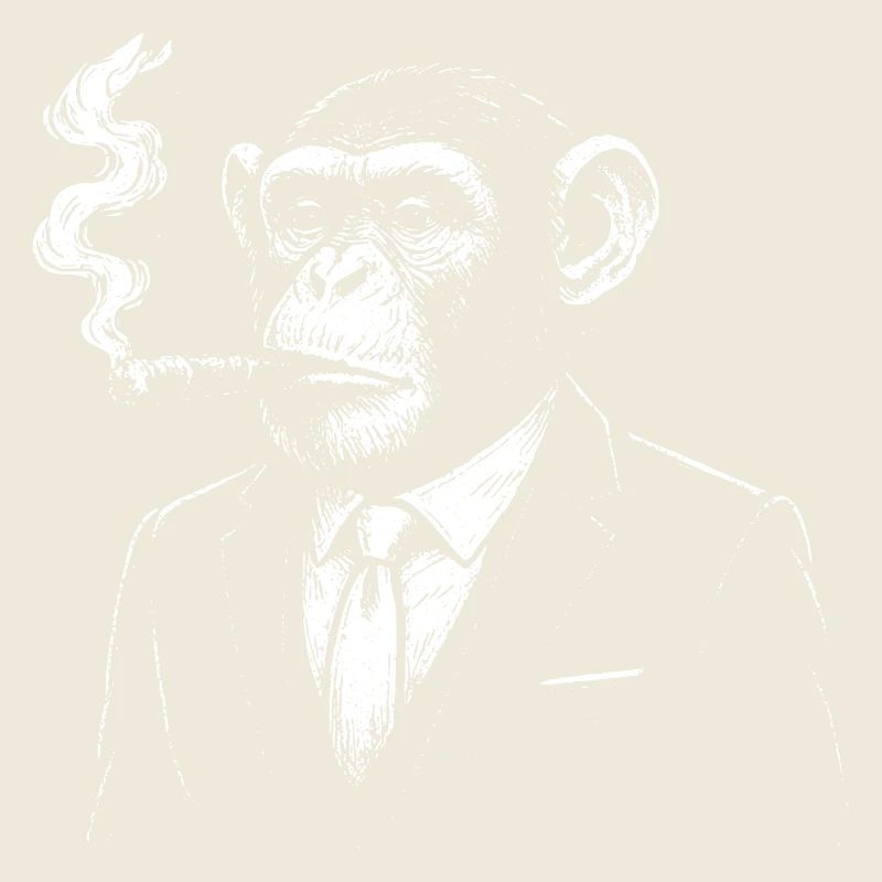 Chimp in suit smoking cigar