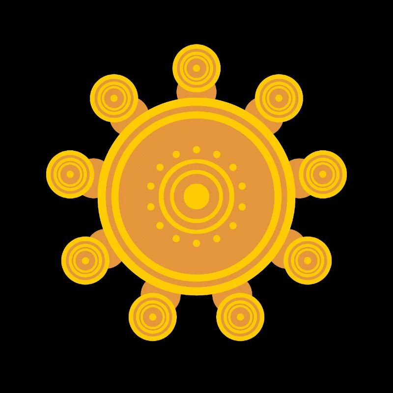 Zentrale orangefarbene Mandala-Sonne