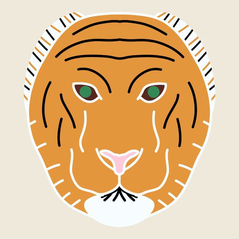Orange Minimalist Tiger