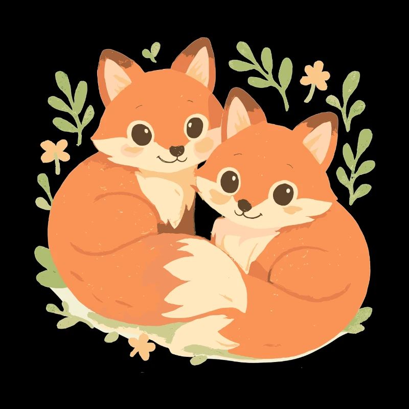 Deux adorables renards blottis dans la forêt