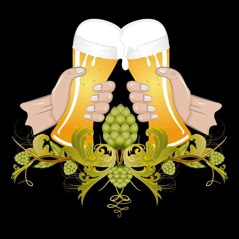 two filled beer glasses To toast Cheers