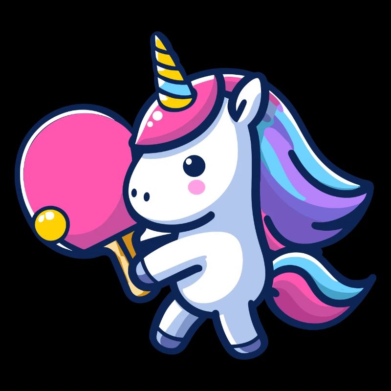 Licorne Licorne avec raquette de tennis de table pour